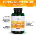 Swanson Super Stress B-Complex Energy and Wellness Supplement for Busy Adults Seeking Daily Vitamin B Support (240 Capsules, 2 Pack)