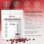 Premium Astaxanthin 12mg Antioxidant Supplement with Vitamin E – 120 Softgels, 4 Month Supply, Microalgae Source, Supports Skin, Eye & Joint Health, Non-GMO, Gluten & Soy Free