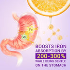 Heivy Ferrous Sulfate 325mg with Vitamin C (65 mg Elemental Iron), Non-Constipating 240 Vegan Tablets (8 Month Supply) Iron Supplement for Women - Non-GMO, Vegan - Made in USA