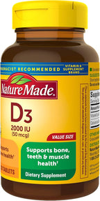 Vitamin D3, 220 Tablets, Vitamin D 2000 IU (50 mcg) Helps Support Immune Health, Strong Bones and Teeth, & Muscle Function, 250% of Daily Value for Vitamin D in One Daily Tablet