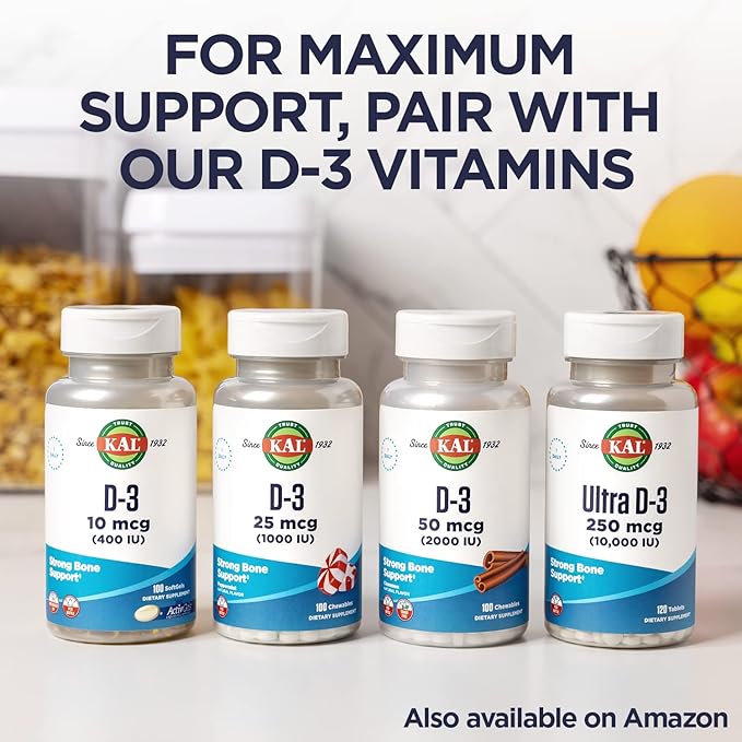 KAL Vitamin K2 MK7 ActivMelt 100 mcg Tablets - Vitamin K Supplement for Nutritional Support for Women & Men, Non-GMO, Vegan, Gluten Free - Natural Raspberry Flavor, 60 Micro Tablets