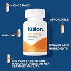 Bariatric Fusion Iron Supplement 60mg with Vitamin C | Easy to Swallow Capsule | Ferrous Fumarate Vitamins for Women and Men | Gluten, Dairy and Soy Free | Non-GMO | 60 Count