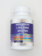 Magnesium Complex 1000mg L Theanine 200mg Apigenin 50mg Supplement with Mag Glycinate Citrate Malate Taurate + Chamomile 5-HTP Passion Flower Lemon Balm B6 Ashwagandha and L Tryptophan - Made in USA