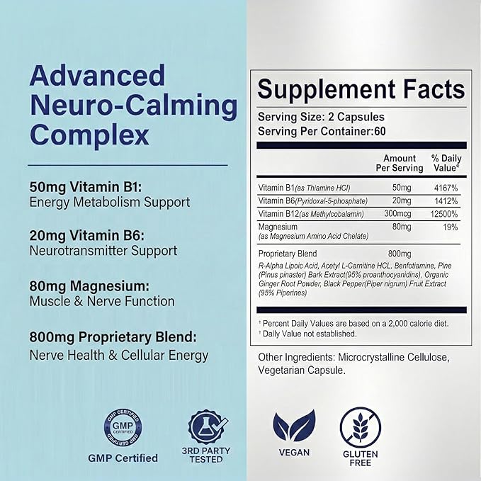 Sciatic Nerve Support Supplement, (120 Capsules) Advanced Formula with Alpha-Lipoic Acid and Vitamin B Complex, Supporting Mobility and Sciatic Nerve Health, Vegan