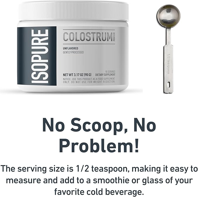Isopure Bovine Colostrum Supplement Powder, Gently Processed, 90 Servings