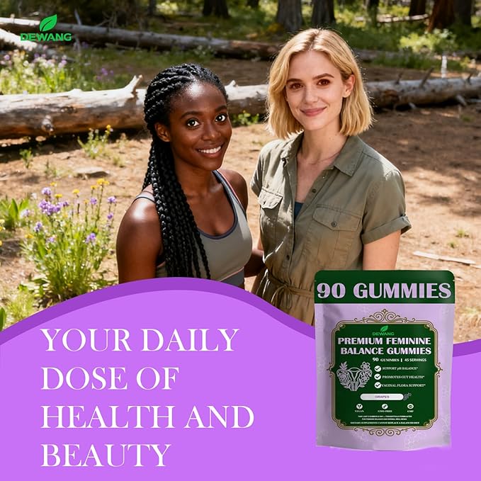 DEWANG Premium Feminine Balance Gummies for Women’s - Immune Support& PH Balance - Vegan, Gluten-Free - Grapes Flavor, 90 Count 45 Servings (2, Grape)