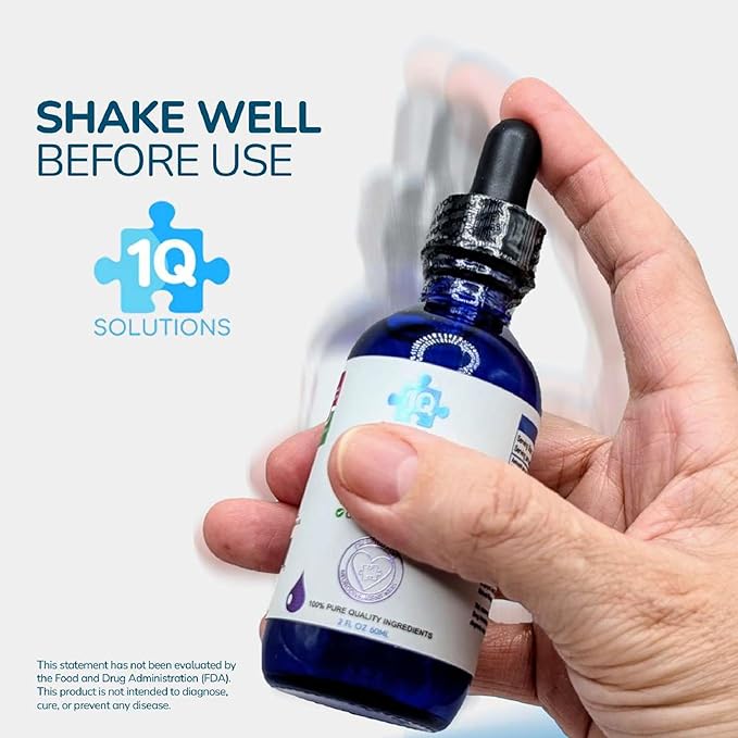 1Q Focus – Liquid Cognitive & Brain Support Natural Drops for Kids | Acetyl L-Carnitine + B1, B6, B12 & Folate | Sugar-Free, Vegan, Non-GMO, Gluten-Free | Advanced Absorption | 2 fl oz 30 Servings