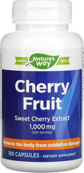 Nature's Way Cherry Fruit Sweet Cherry Extract, Supports Antioxidant Pathways*, 1,000 mg Per 2-Capsule Serving, Gluten free, 180 Capsules (Packaging May Vary)