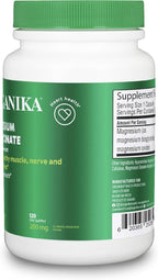 Organika Magnesium Bisglycinate 200 mg – 120 Vegetarian Capsules, Gentle on Stomach Magnesium Supplement to Support Healthy Muscle, Nerve & Bone Function