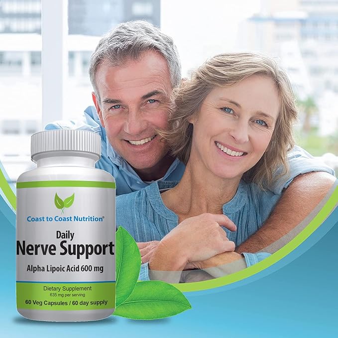 Nerve Support - Advanced Nerve Relief with Alpha Lipoic Acid 600 mg - Nerve Vitamins for Ease of Hands, Legs, and Foot Aches - 60 Capsules/NEW - 60 Day Supply