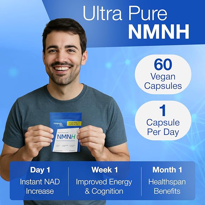 NMNH NMN Alternativen 250mg - 5X More Potent Dihydronicotinamide Mononucleotide NAD+ Booster for Peak Cellular Energy, DNA Repair & Healthy Aging - 60 Advanced Capsules