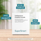 Supersmart Full Spectrum Probiotic Formula 36 Billion CFU per Day (20-in-1 Complex) - with Lactobacillus Reuteri, Gasseri, Rhamnosus, Crispatus | Non-GMO & Gluten Free - 60 Vegetarian Capsules