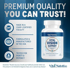 Vital Vision Support – Eye Health Supplement with Vitamin A, Lutein, Beta Carotene & Antioxidants – Eye Vitamins Support Hydration & Oxidative Stress -30 Days Serving