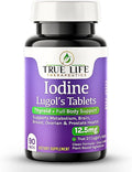 Lugol's Iodine Tablets 12.5mg x 90 ct - Reddish Brown Stable Iodine + Potassium Iodide Formula, Masks Bitter Liquid Taste, Thyroid Support, Detox, Breast Health - No Preservative, Non-GMO, Gluten-free