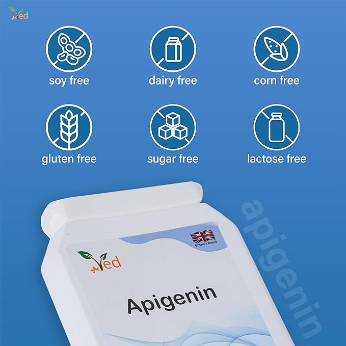 Ved Apigenin 50mg, Optimal Dose for Sleep & Relaxation Support, Grapefruit Source, 90 Vegan Capsules,(3 Months Supply)