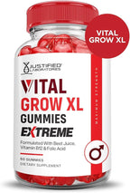 Justified Laboratories (2 Pack Vital Grow XL Extreme 2000MG Performance Gummies Advanced Formula Formulated with ACV Pomegranate Beet Juice Powder B12 Vegan Non GMO 120 Gummys