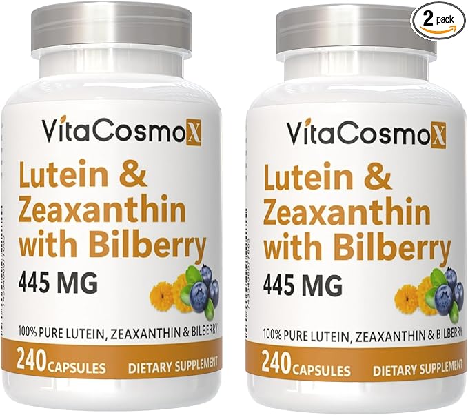 Lutein with Zeaxanthin, Vegan Capsules, 240 Count, 40 mg Lutein + 4 mg Zeaxanthin per Serving, Non-GMO, Gluten-Free - 2 Packs