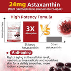 Astaxanthin 24mg, Premium Astaxanthin Antioxidant Supplements with MCT Oil, Ashwagandha, Supports Eye, Skin, Immune, Internal Circulation, Fresh Microalgae Source, Triple Strength - 300 Softgels
