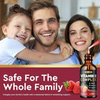 CFILIHTC Vitamin B Complex Liquid Drops, B Vitamins Complex Supplement with B1, B2, B3, B5 B6, B7, B9 & Methyl B12 Drops for Adults & Kids, Vegan, Strawberry Flavor