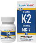 Superior Source Vitamin K2 MK-7 (Menaquinone-7), 300 mcg - Bone Strength & Health Support Supplement - Aids Healthy Heart Function - Bariatric-Friendly - 60 Sublingual Dissolving Tablets