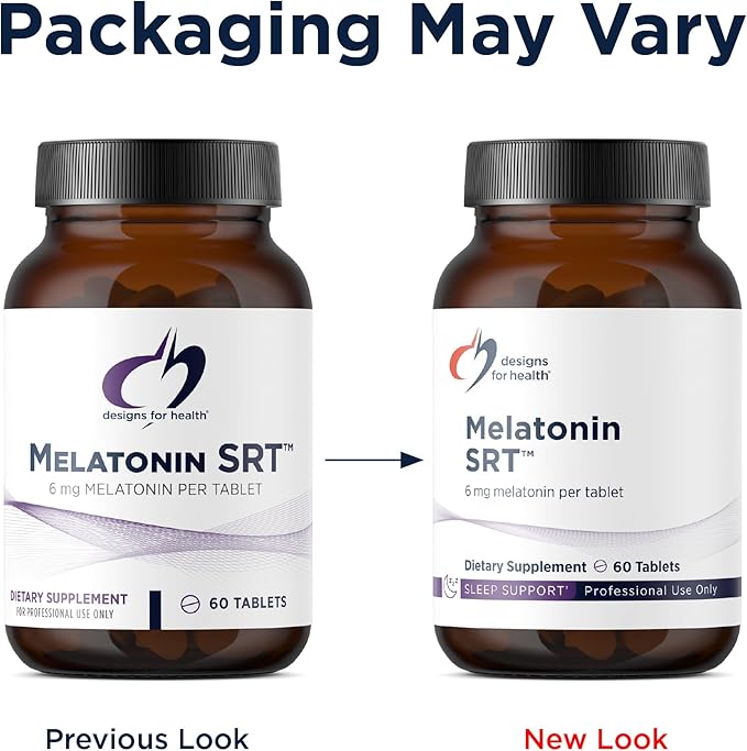 Designs for Health Time Release Melatonin SRT - Melatonin Supplement for Sleep - Sleep Supplement for Adults, 6mg Per Tablet - Vegan + Non-GMO (60 Tablets)