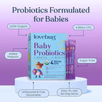 LOVEBUG Award Winning USDA Organic Probiotic for Babies | Multi-Strain 4 Billion CFU | Easy-to-Take Powder | Sugar Free | Ages 6-12 Months | 30 Packets