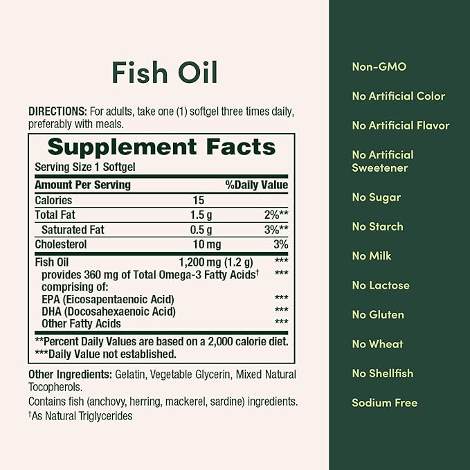 Nature's Bounty Fish Oil Omega 3 Supplements - Supports Heart Health,1200 Mg Fish Oil,Omega-3,200 Softgels,(Pack of 3)