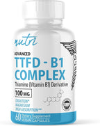 Nature's Fusions TTFD Thiamine B1 Supplement - 100mg 60 Servings - with 8mg Magnesium - No Toxic Fillers - TTFD Thiamine Tetrahydrofurfuryl Disulfide - Third Party Lab Tested - Nutri Supplements