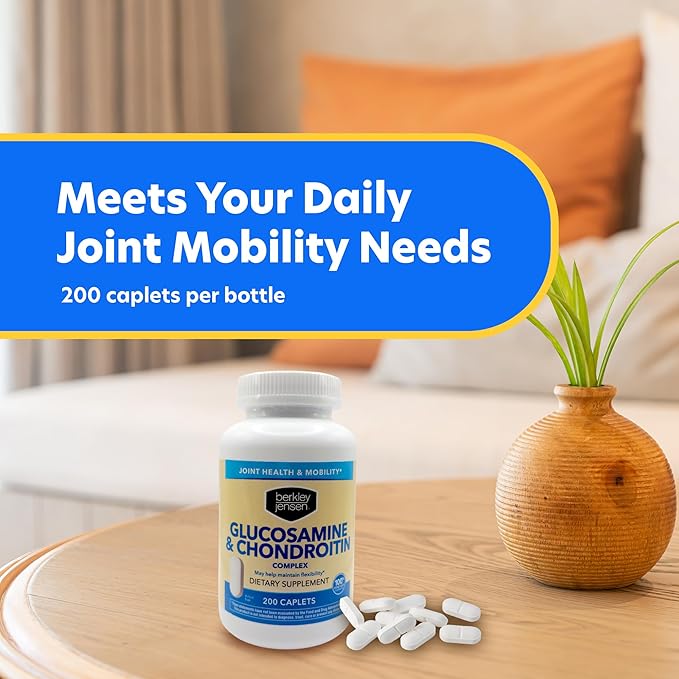 Berkley Jensen Glucosamine Chondroitin MSM Boswellia Complex - Triple Strength Advanced Dietary Supplement for Joints, Ligaments, Tendons, Bones, Connective Tissue Support, 200 Caplets (Pack of 1)