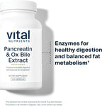 Vital Nutrients Pancreatin & Ox Bile Extract 500mg - Natural Digestive Enzymes for Women & Men - Supports Digestion of Protein, Fat, and Carbohydrates*- Gluten, Dairy & Soy Free - 120 Capsules