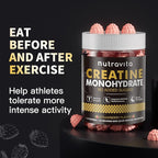 Nutravita NSF Certified Creatine Gummy - Creatine Monohydrate Gummies for Men & Women-5g of Creatine Monohydrate per Serving - Sugar Free,Vegan, Strawberry Flavor, 120 Count