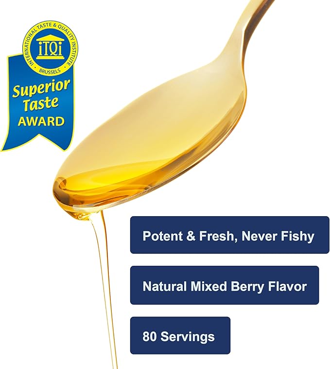 Carlson - Kid's The Very Finest Fish Oil, 800 mg Omega-3s, Liquid Fish Oil Supplement, Norwegian Fish Oil, Wild-Caught, Sustainably Sourced , Mixed Berry, 200 mL (6.7 Fl Oz)
