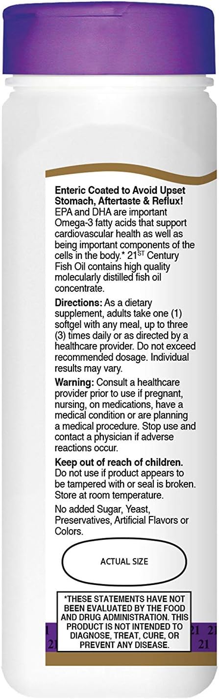 21st Century Omega-3 Fish Oil 1000 mg Softgels 90 Soft Gels (Pack of 8)