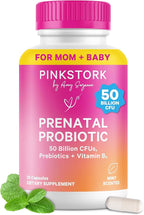 Pink Stork Prenatal Probiotic for Women | 50 Billion CFU | Vitamin B6, Prebiotics | Pregnancy Probiotics for Morning Sickness | Digestive, Immune, & Gut Health | Vegan, Gluten-Free | 30 Capsules, Mint