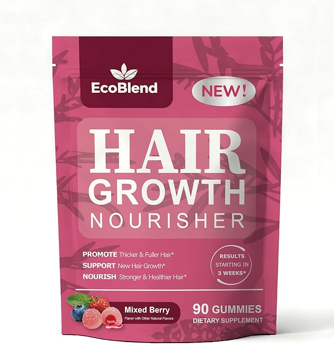 Hair Growth Gummies Women Vitamins—excellerator Nourish Hair and Nail Promote Fuller Locks with a Natural, Gentle Formula—Filled Gummies—Mixed Berry Flavor—90 Count (45-Day Supply)