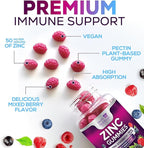 Zinc Gummies 50mg per Serving - Extra Strength Immune Support Antioxidant Gummy, Non-GMO & Gluten Free - Best Zinc Supplement for Skin Bone & Heart Health - Chewable Tasty Berry Flavor - 120 Gummies