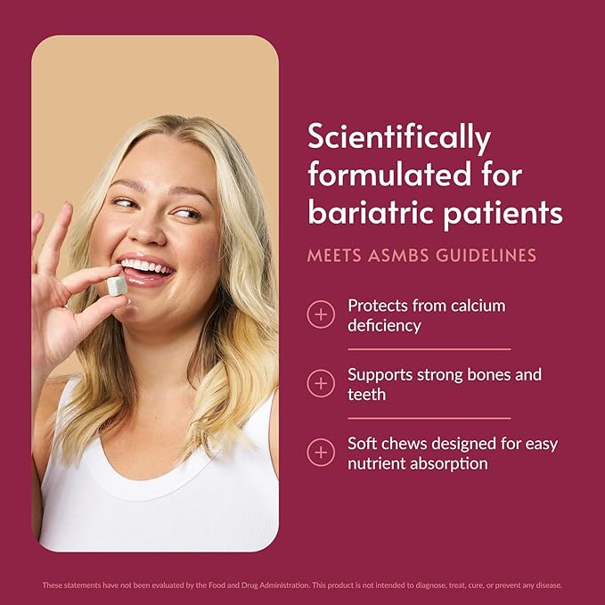 Bariatric Advantage Calcium Citrate Chewy Bites 500 mg - Highly Absorbable & Digestible - Vitamin D3 - Easily Chewable Calcium Supplement - Coconut Flavor - 90 Count