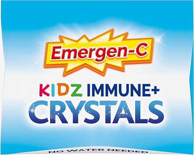 Emergen-C Kidz Immune Plus Crystals, On-the-Go Immune Support Supplement with Vitamin C, Vitamin D, B Vitamins, Zinc and Manganese, Tropical Punch - 28 Stick Packs