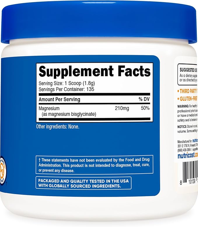 Nutricost Magnesium Glycinate Powder (250 Grams) (Unflavored)