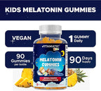Vitamatic Sugar Free Kids Melatonin 1mg, 90 Gummies, Pineapple & passionfruit Flavored Gummies, 90 Days Supply