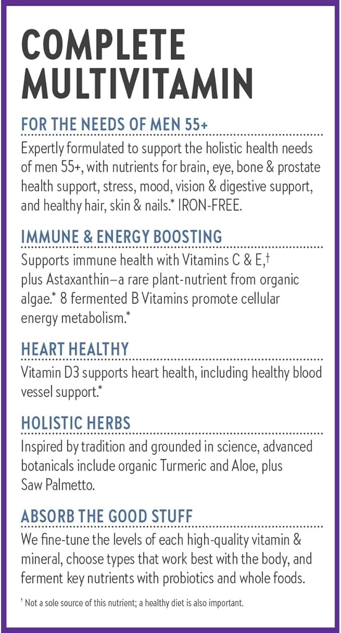 New Chapter Men’s Multivitamin 55+, Extra B6 & B12, D3, Astaxanthin, Vitamin C & Zinc, Immune, Heart, Cellular Energy, and Brain Health, Gentle on The Stomach,1 Daily, Non-GMO, 96 Tablets (Pack of 2)
