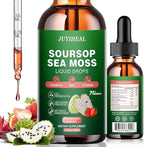 7-in-1 Soursop Bitters Liquid, Soursop Oil with Sea Moss & Turmeric & Vitamin for Immune & Digestive & Cell Support, Sugar-Free | Non-GMO | Vegan (2 Fl oz) Strawberry