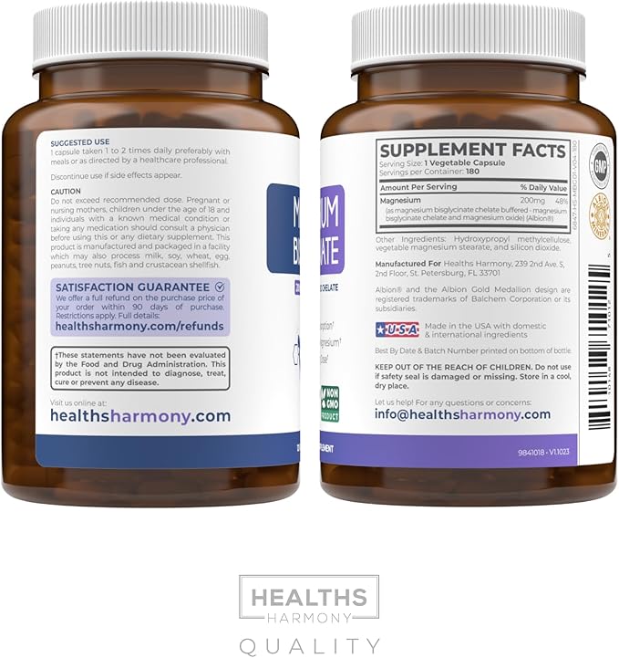 High Absorption Magnesium Bisglycinate Capsules - Clinically Validated Buffered and Chelated Magnesium Supplement - 1 Daily Vegan Capsule with Lab Verified Gentle 200mg Serving (6 Month Supply)