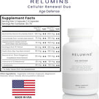 Relumins Cellular Renewal Duo – Advanced Cell Regenerator + Age Defense Complex – NAD+ & Energy Support with Resveratrol, CoQ10 & Glutathione – Two-Step Daily Wellness System