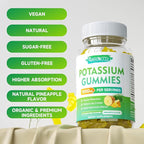 Potassium Citrate Gummies 1000mg, High Potency Potassium Supplement Gummies for Adults Women & Men, Support Muscle Health, Sugar-Free, Pineapple Flavor, 60 Count