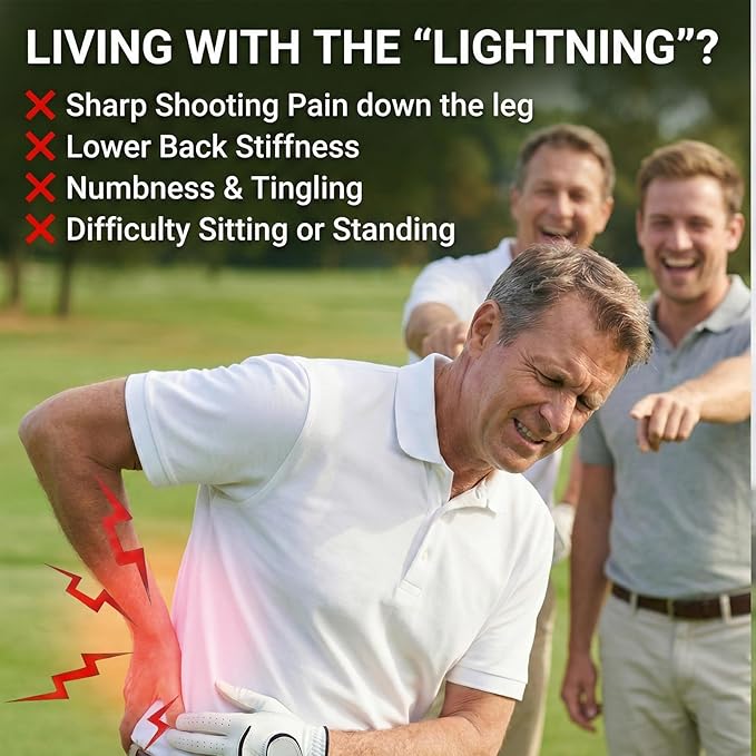 Sciatic Nerve Health Support Supplement, 120 Capsules Advanced Nerve Support Capsules with R-ALA, Benfotiamine & Vitamin B Complex, Supports Back, Leg & Glute Comfort, Vegan, Non-GMO