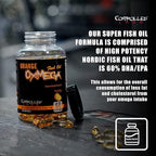 CONTROLLED LABS Orange Oximega Fish Oil Supplement 120 Softgels, EPA and DHA, 2000mg Omega- 3 Fatty Acids, Citrus-Flavor, Burpless Softgels