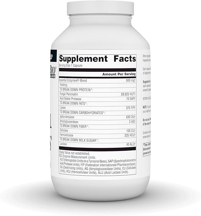 Source Naturals Essential Enzymes 500mg, Bio-Aligned Multiple Enzyme Supplement Herbal Defense for Digestion, Gas, Constipation & Bloating Relief - Digestive Aid* - 360 Capsules, 360 Servings