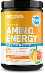 Optimum Nutrition Amino Energy Powder Plus Focus, with BCAA, Electrolytes, and Caffeine, Sunkissed Citrus, 30 Servings (Packaging May Vary)