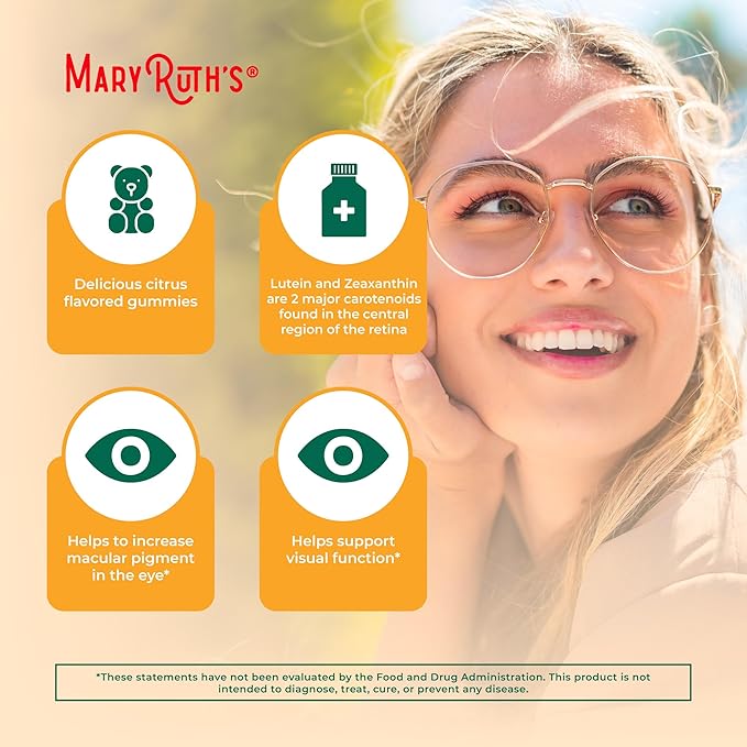 MaryRuth’s Lutein Gummies with Zeaxanthin | Lutein & Zeaxanthin Supplement | Eye Health | Blue Light Filtering | Vision Support | Adult Eye Supplement for Visual Function | Non-GMO & Vegan | 60 Count